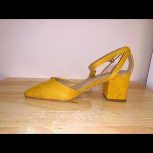 mustard ankle strap pump